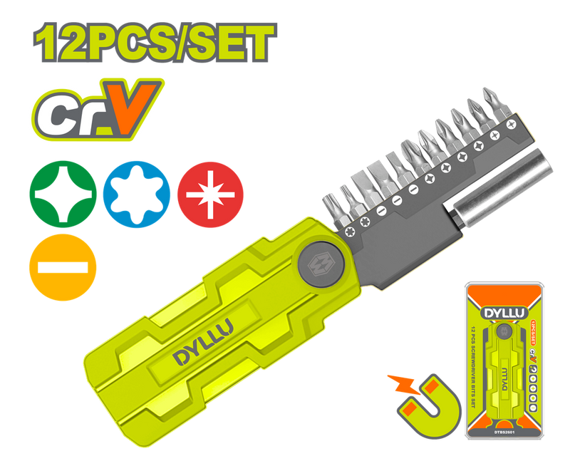 Juego De Destornilladores Puntas Intercambiables X 12 Pzs Dyllu (Dtbs2601)
