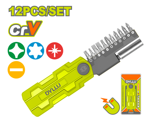 Juego De Destornilladores Puntas Intercambiables X 12 Pzs Dyllu (Dtbs2601)