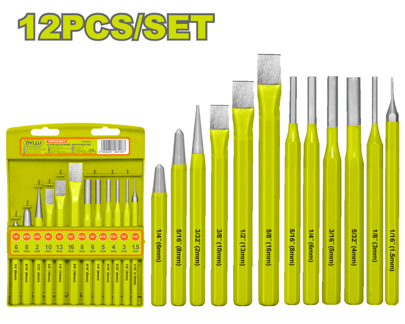 Juego De Cincel Y Punzón  X 12 Pzs Dyllu (Dtcc8312)