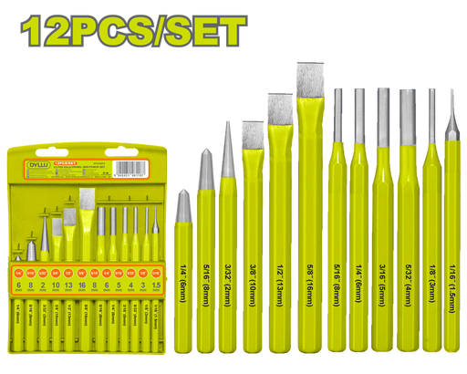 Juego De Cincel Y Punzón  X 12 Pzs Dyllu (Dtcc8312)