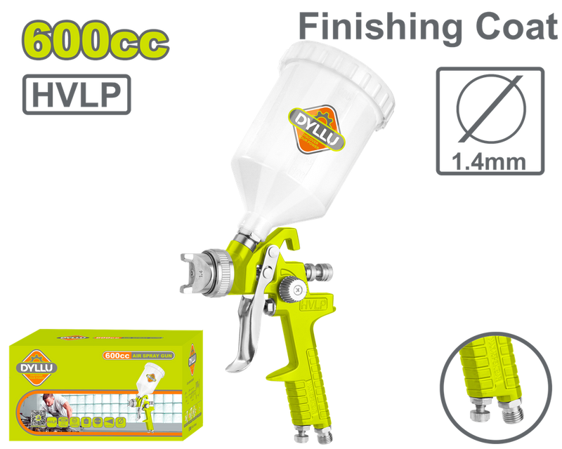 AEROGRAFO 600CC VASO PLASTICO BOQUILLA 1.4MM ALTA PRESION DYLLU (DTGA1506)