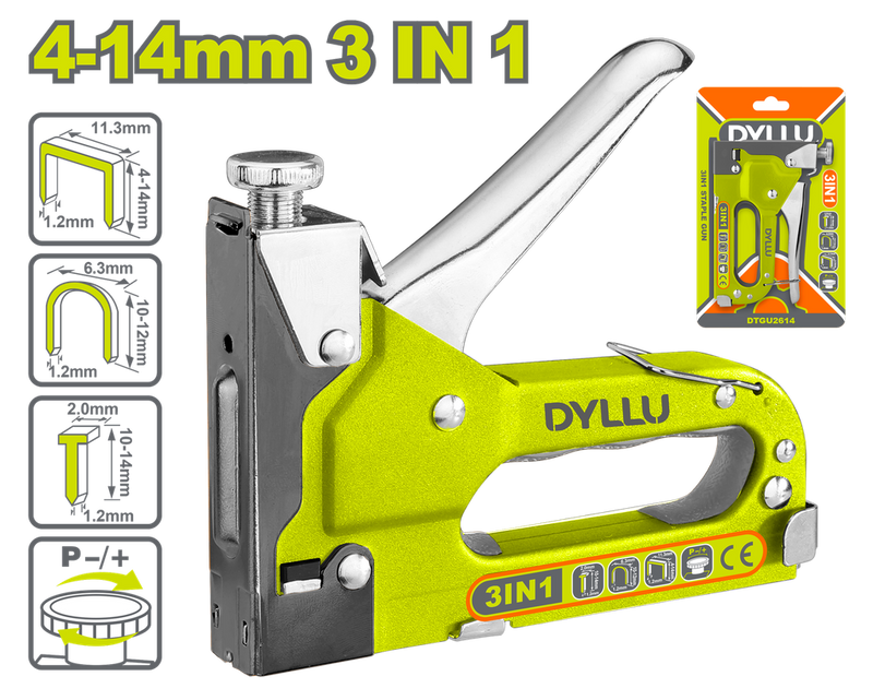 Grapadora Tapiceria 3 En 1 Fuerza Ajustable (4 - 14 Mm)  Dyllu (Dtgu2614)