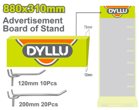 EXHIBIDOR DYLLU TABLERO SUPERIOR CON LOGO (DTPJ2A01)(880X310-MM)