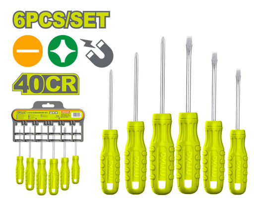 Juego Destornilladores X 6 Pzs 3/16X4" Punta Imantada Dyllu (Dtss2206)