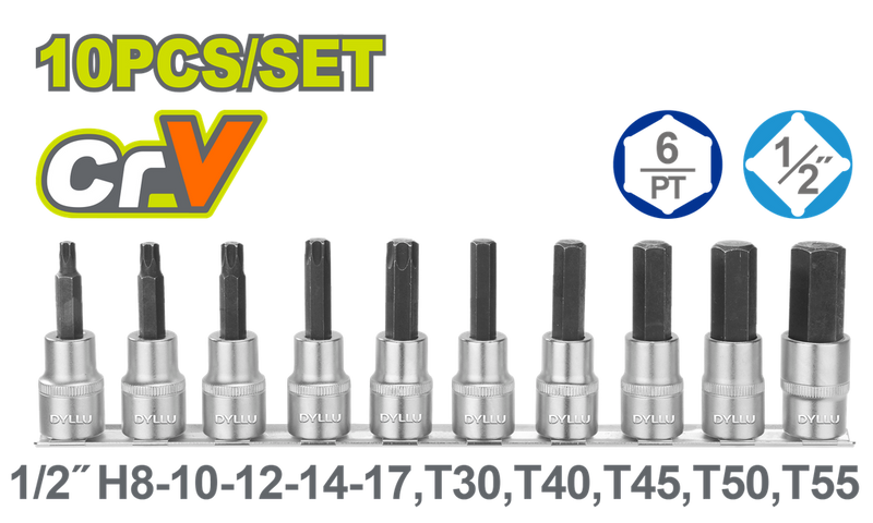 Juego De Copa Torx 1/2" X 10 Pzs Dyllu (Dtst1412)