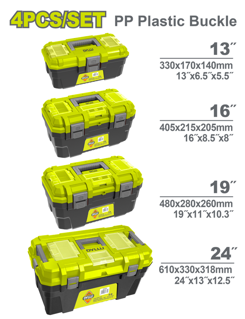 CAJA HERRAMIENTA JUEGO X 4 PZS (13,16,19,24" ) DYLLU (DTTB2104)