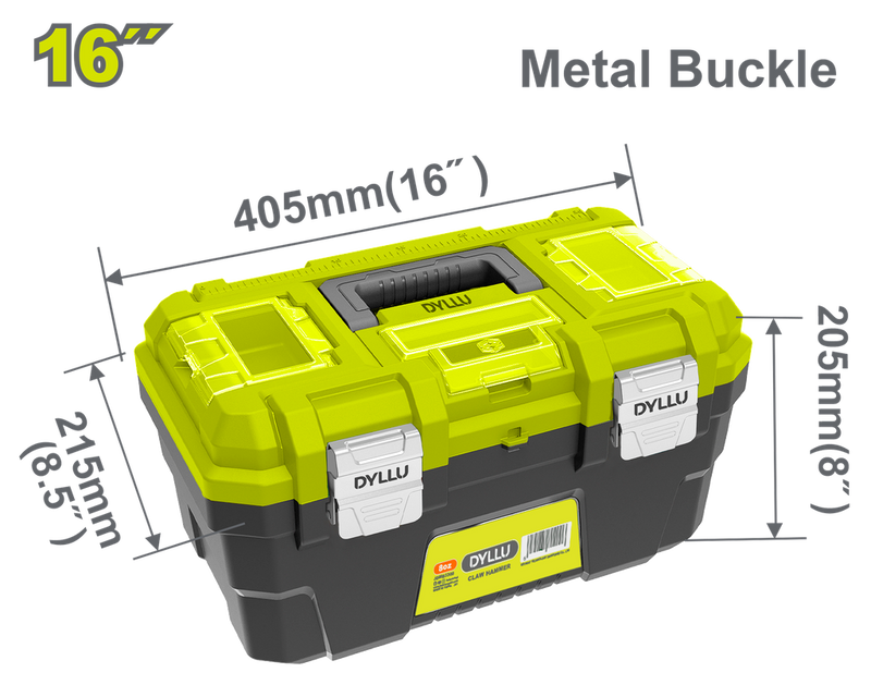 Caja De Herramienta 16" Plástica Cierre Metalico  Dyllu (Dttb3316)