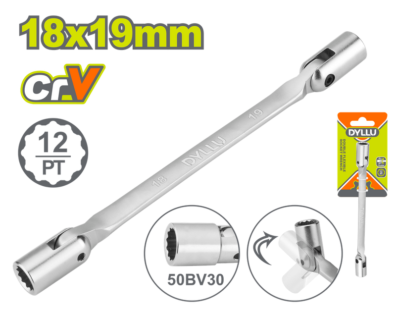 LLAVE COPA FLEXIBLE 18X19MM DYLLU (DTTH2E06)