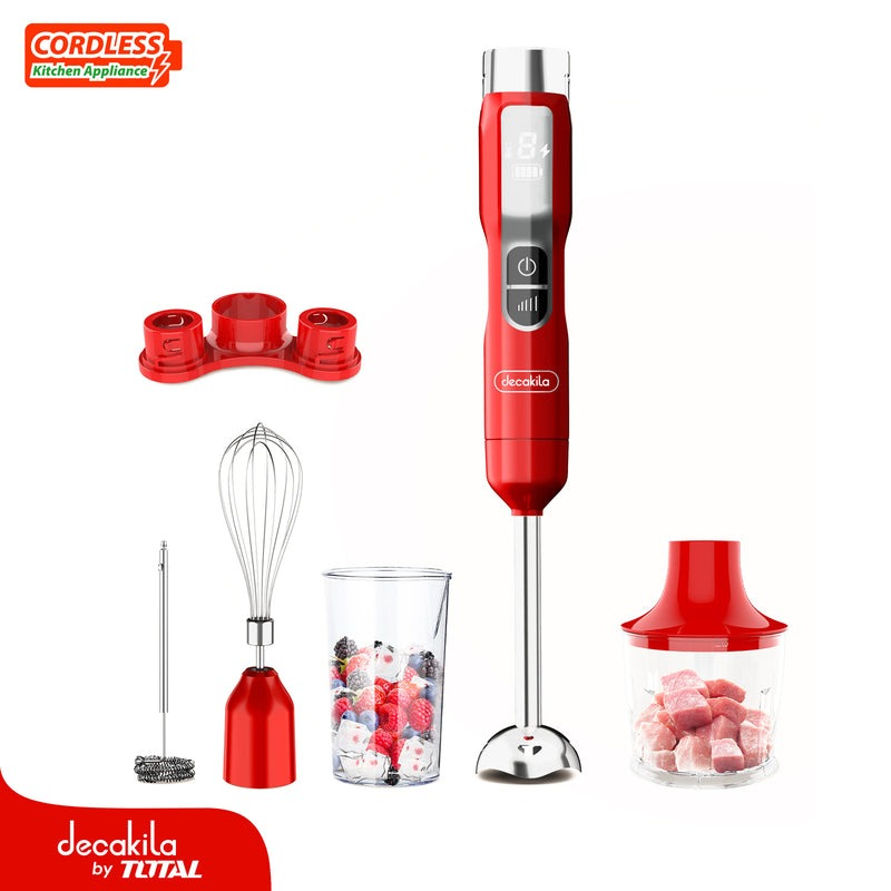 COMBO DECAKILA LICUADORA INALAMBRICA 16V 1.5L VASO VIDRIO INCLUYE BATERIA Y CARGADOR (KUJB052R) + BATIDORA DE MANO INCLUYE 5 ACCESORIOS (KMJB055R)