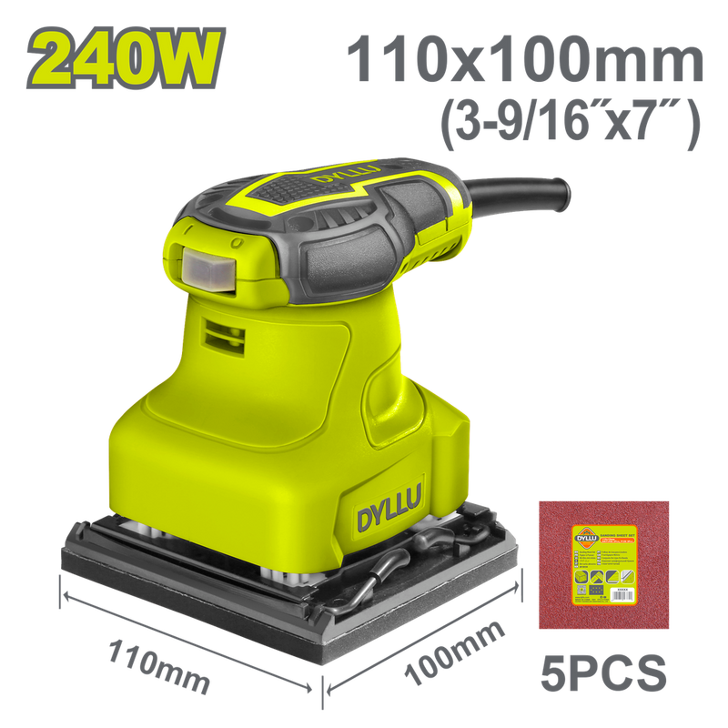 Lijadora De Palma 4 3/8"X 4" 240W Incluye 5 Lijas   Dyllu (Udtfa1503)